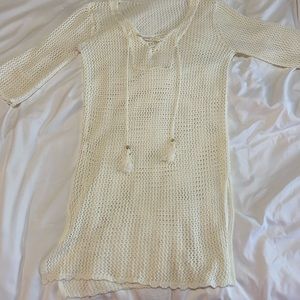 White crochet tunic coverup